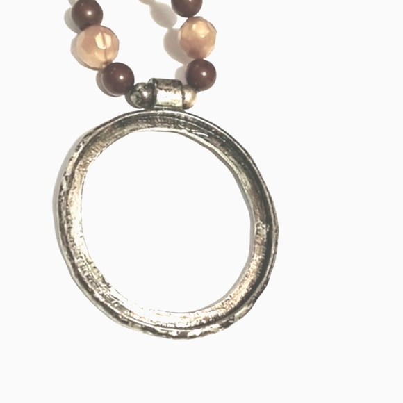 💥CLEARANCE💥VINTAGE AGATE STONE BEADED PENDANT CHOKER COLLAR 19" NECKLACE - Picture 3 of 9